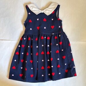 Janie and Jack Blue and Red Pleated Heart Valentine's Dress